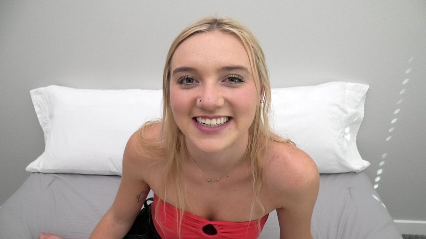 This blonde teen is cute and brand new to porn